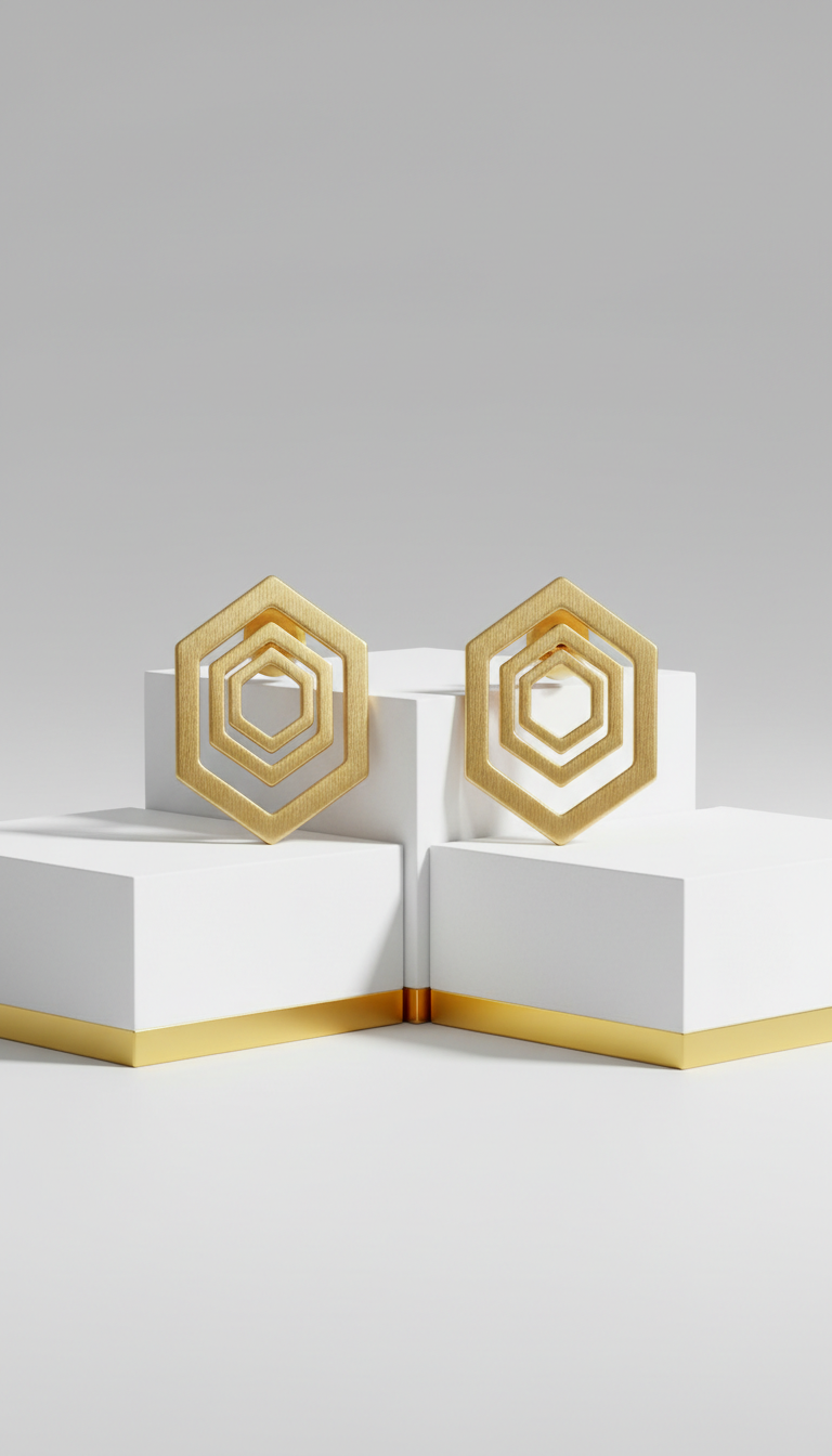 Aretes prisma baño de oro